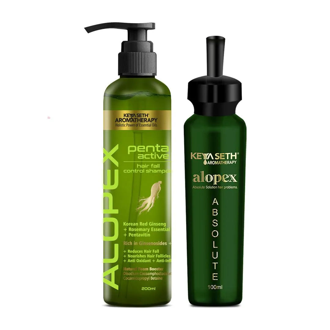 Alopex Absolute & Penta Active Shampoo for Acute Hair Fall & New Hair Growth Treatment Kit  Enriched with Korean Red Ginseng - Keya Seth Aromatherapy