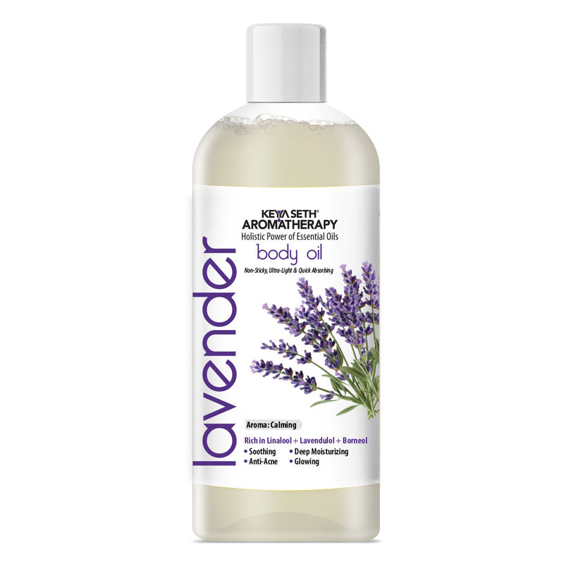 Lavender Body Oil - Deep Moisturizing, Anti-Acne, Soothing For Glowing Skin; Non Sticky, Quick Absorbing - Keya Seth Aromatherapy