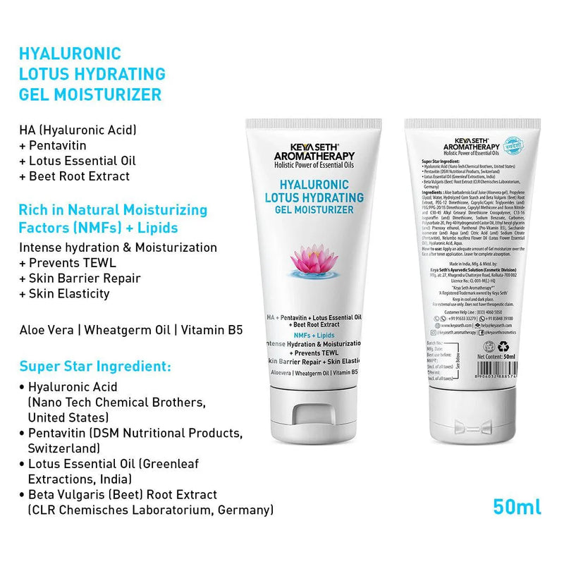 Hyaluronic Lotus Hydrating Gel Moisturizer, Pentavitin + Beet Root Extract, NMFs + Lipids, Intense Moisturization & Skin Barrier Repair