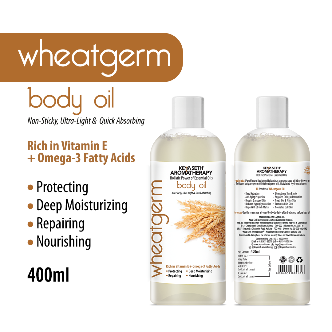 Wheatgerm Body Oil - Protecting, Deep Moisturizing, Repairing, Nourishing; Non-Sticky, Quick-Absorbing