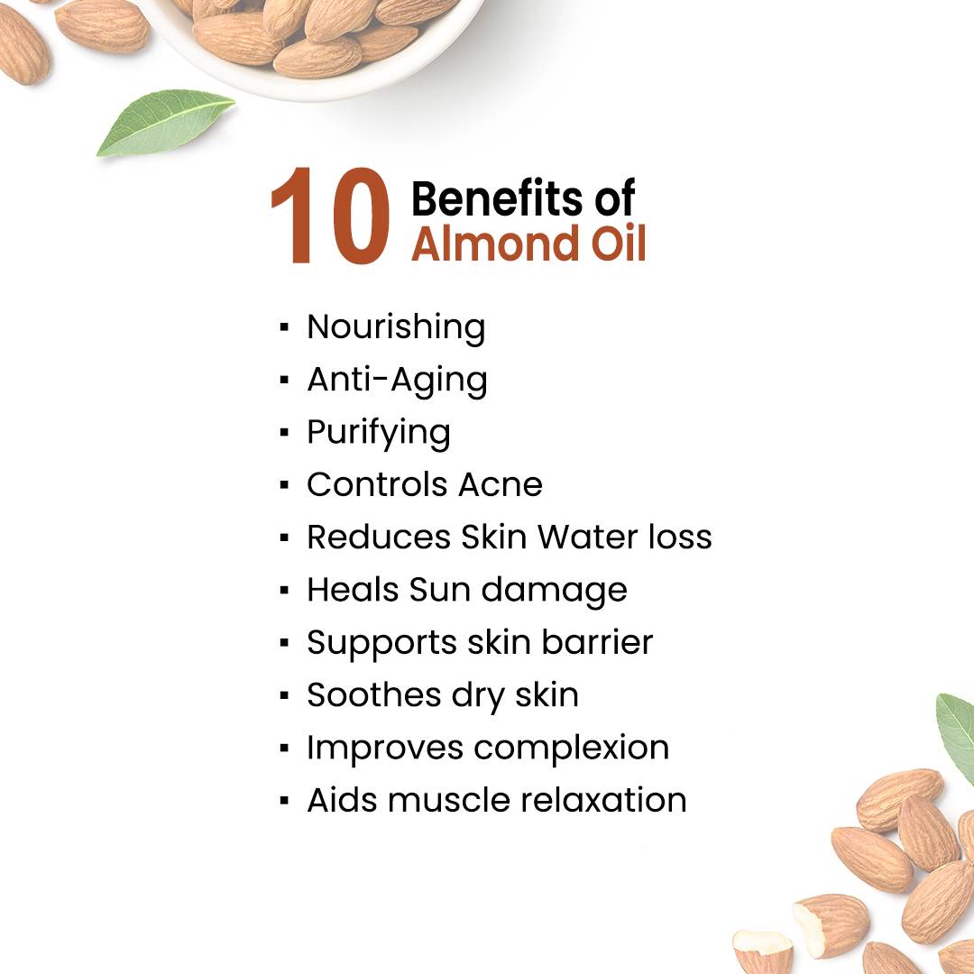 Almond Body Oil - Anti-Acne, Deep Moisturizing, Soothing, Skin Nourishment; Non-Sticky, Quick-Absorbing - Keya Seth Aromatherapy