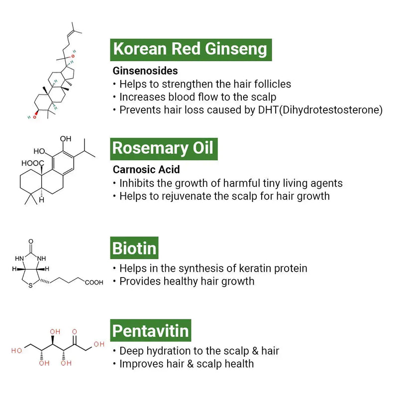 एलोपेक्स एब्सोल्यूट, तीव्र बाल झड़ने और बाल विकास के लिए कोरियाई लाल जिनसेंग विटामिन एच (बायोटिन) और विटामिन ई, बी3 और बी5 से भरपूर जल आधारित समाधान 