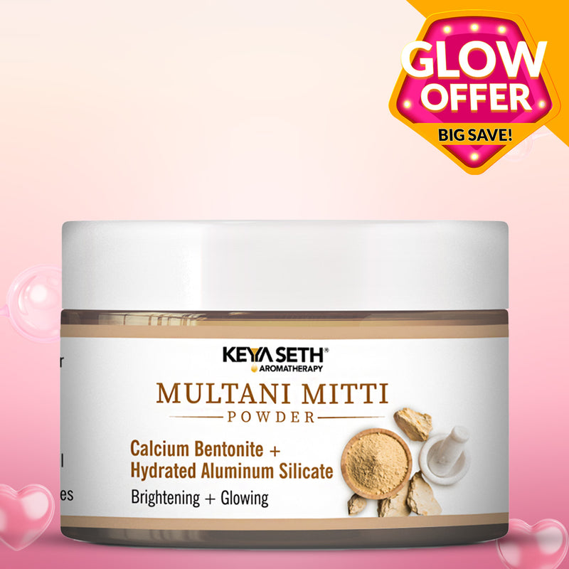 Multani Mitti Powder Face Pack for Women & Men Brightening + Glowing Skin - Keya Seth Aromatherapy