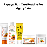 Papaya Skincare Routine for Aging Skin – Facewash, Cream & Body Moist, Scrub, SPF 60 to Cleanse, Exfoliate, Hydrate & Protect - Keya Seth Aromatherapy