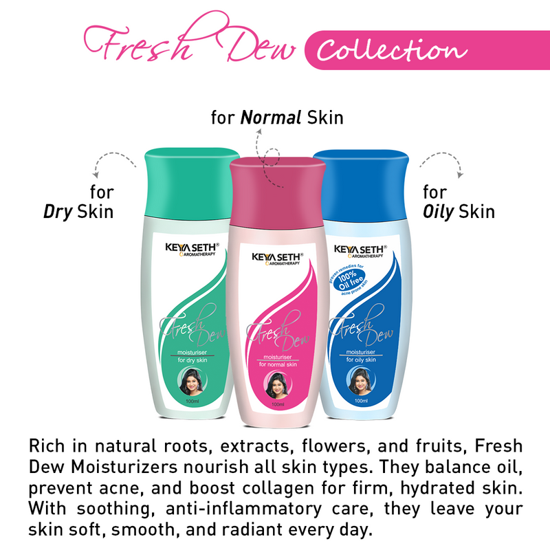 Fresh Dew Daily Face Moisturizer Quick Absorbing Non-Sticky, Flawless Skin Lotion for Normal Skin Enriched with Essential Oil - Keya Seth Aromatherapy