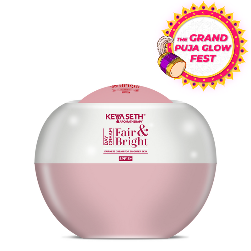 Fair & Bright Day Cream SP15+, Skin Brightening & Whitening, with Vitamin C, B3 & B6 Moisturizer with Lavender & Geranium Essential Oil - Keya Seth Aromatherapy