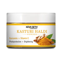 Kasturi Haldi Powder Face Pack with Curcumin & Vitamin C for Soothing, Healing, Skin Purification, Anti-Aging, Acne Reduction & Glowing Skin - Keya Seth Aromatherapy