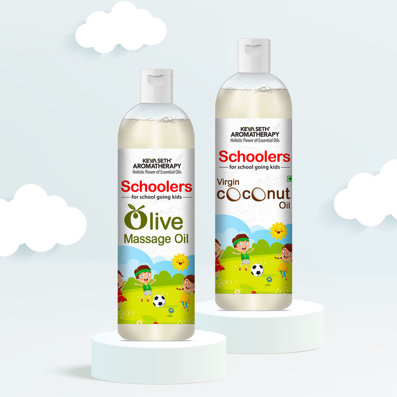 Schoolers Virgin Coconut Kids & Baby Massage Oil – Soft, Non-Sticky, Moisturizing & Soothing for Skin & Hair - Keya Seth Aromatherapy