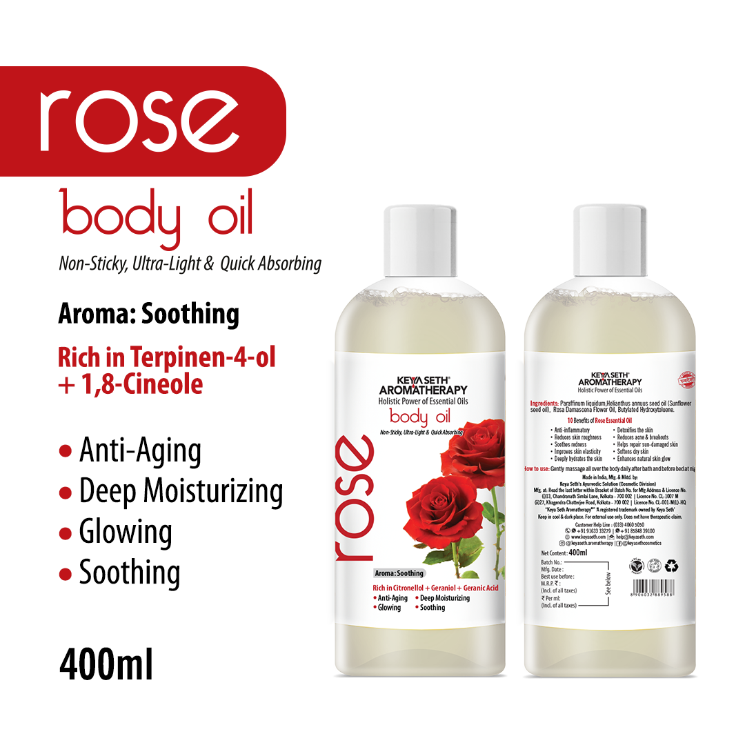  Rose Body Oil - Deep Moisturising, Anti-Ageing, Soothing For Glowing Skin; Non-Sticky, Quick-Absorbing