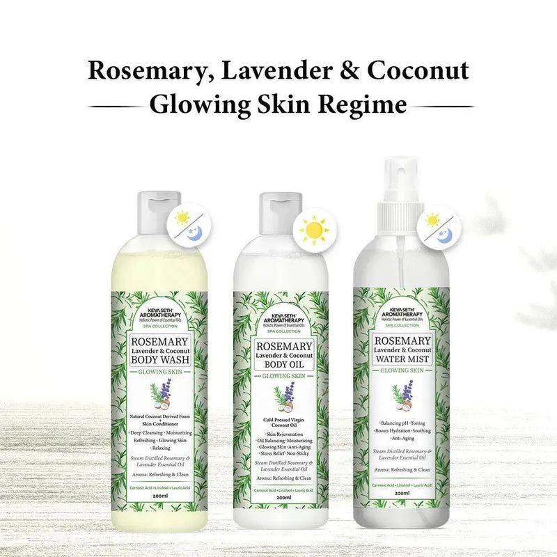 Rosemary Lavender Coconut Water Mist Spray Face Toner, Glowing Skin Hydration Soothing Anti Aging, Distilled Essential Oil