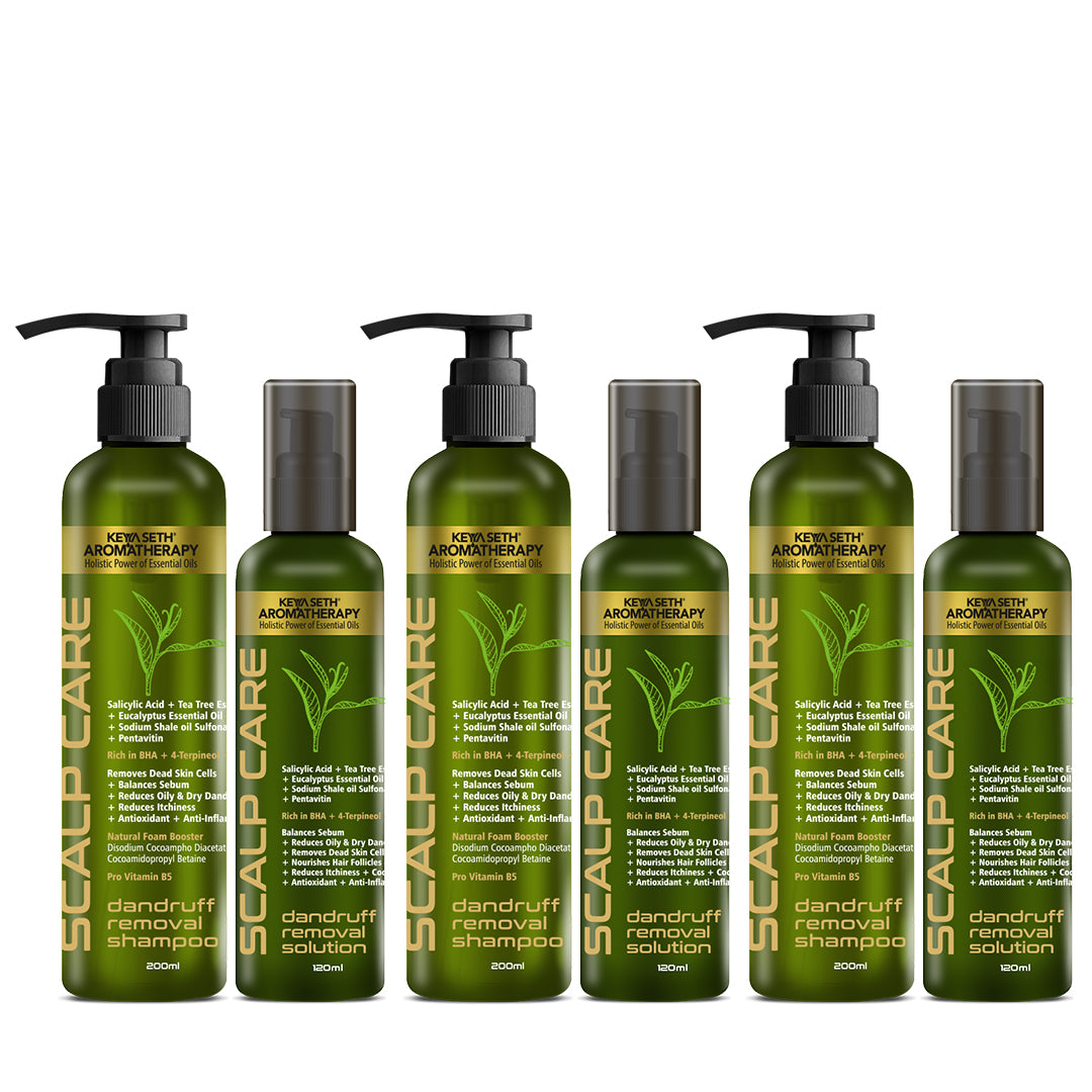 Anti Dandruff Treatment Kit–Shampoo & Solution with Salicylic, Tea Tree & Pentavitin - Keya Seth Aromatherapy