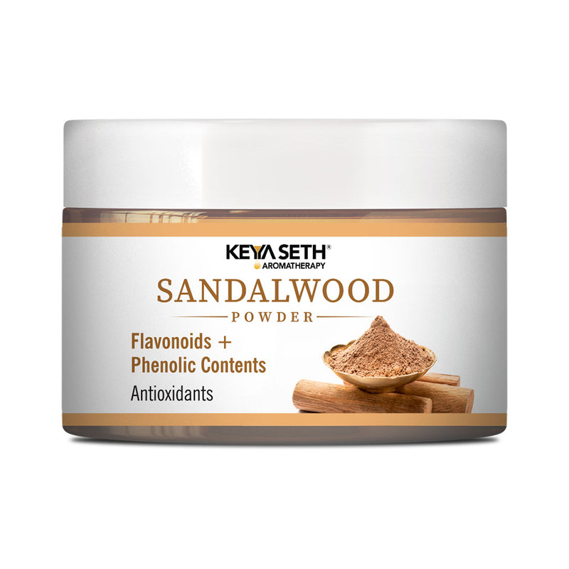 Sandalwood Powder Face Pack with Phenolic Contents & Flavonoids for Tan Removal, Acne Reduction, Anti-Aging, Cooling & Even Skin Tone - Keya Seth Aromatherapy
