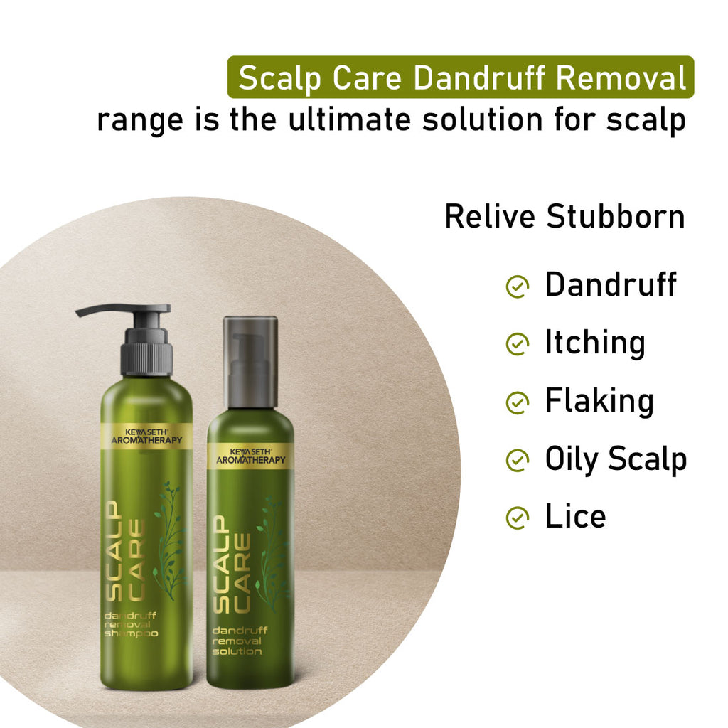 Scalp care Dandruff Removal Kit with Salicylic Acid, Tea Tree & Eucalyptus Oil –Reduces Dandruff & Flakes, soothes Itchy & Oily Scalp, Hair Care, Keya Seth Aromatherapy