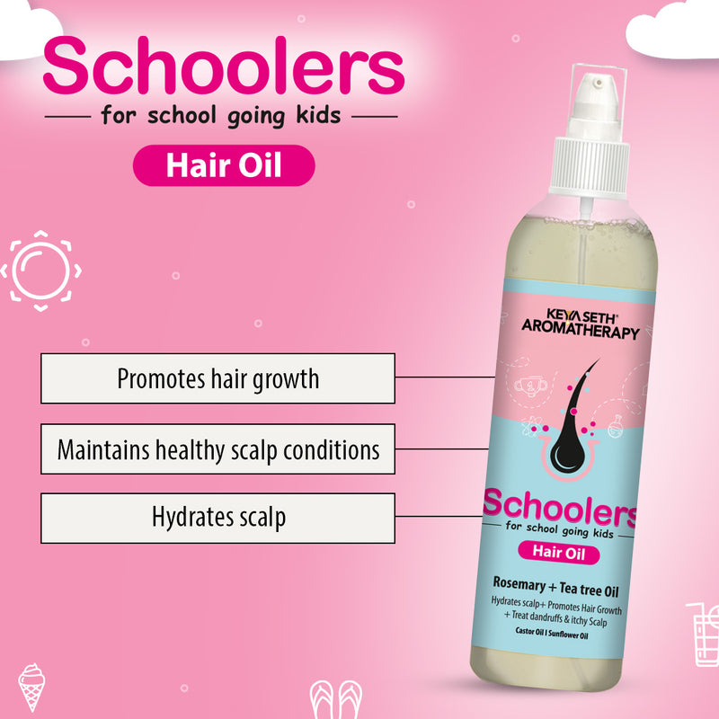 Schoolers Hair Oil for school-going Kids Girl & Boy with Rosemary & Tea Tree Oil –Strengthens & Promotes Hair Growth & Nourishes Hair Follicles - Keya Seth Aromatherapy