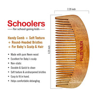 Schoolers Neem Wood Comb for Babies & Kids: Organic, Soft Bristles, Natural Grooming for Hair Growth, Scalp-friendly, Anti-Static, Handmade for Gentle Care of Delicate Scalp - Keya Seth Aromatherapy