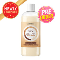 Oxy-De-Tan Clay Foaming Body Wash - Removes Tan & Dead Skin, Glowing & Lightens Skin with Essential Oils