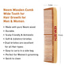 Handmade Neem Wooden Comb for Women Detangling, Anti-Static, Frizz Control, Hair Growth, Suitable for All Hair Types Dual Tooth & Large Size Wide Tooth with Handles Combo