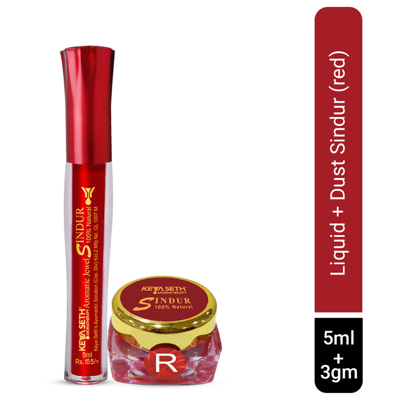 100% Natural Aromatic Liquid & Dust Red Sindoor 1Pcs Combo with Floral Pigments - Keya Seth Aromatherapy