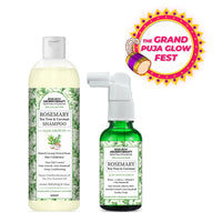 Rosemary Tea Tree Coconut Serum & Shampoo Combo: Reduces Dandruff & Scalp Itching, Hair Growth, Blocks DHT, Steam Distilled Essential Oil, Virgin Coconut Oil With Biotin Caffeine Vitamin E B5 - Keya Seth Aromatherapy