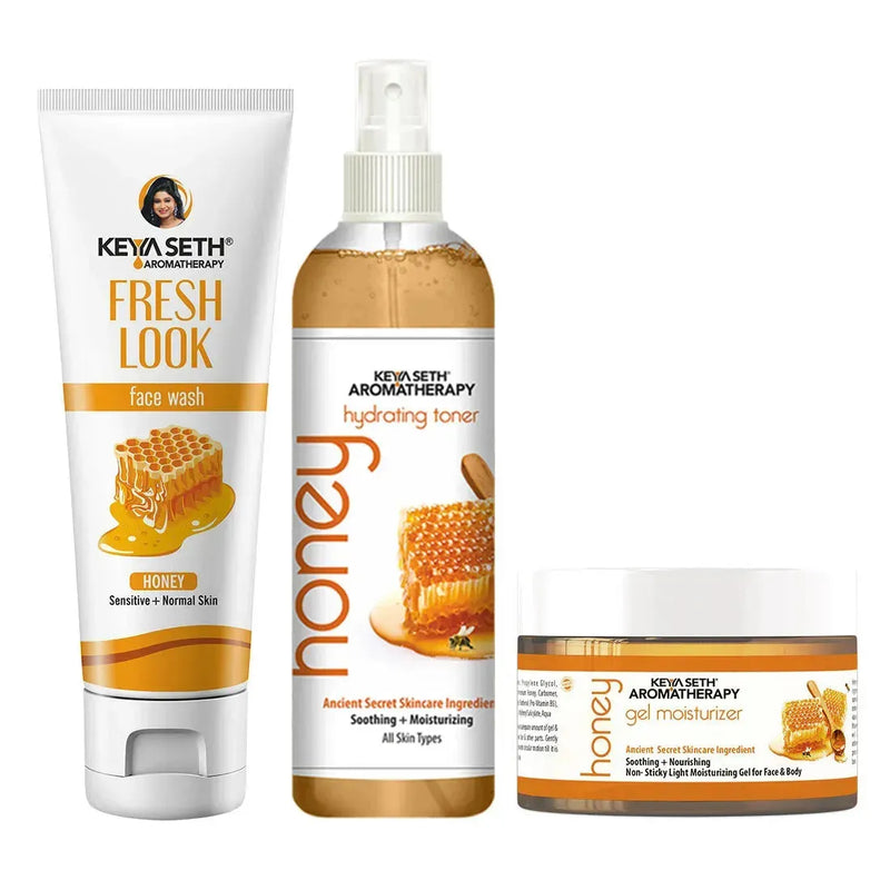 Honey Essential Skin Care Routine Kit for Dry Skin for Men & Women I Facewash + Gel Moisturizer + Toner I Deep Conditioning with Pure Honey, Skin Care, Skin Care, Keya Seth Aromatherapy