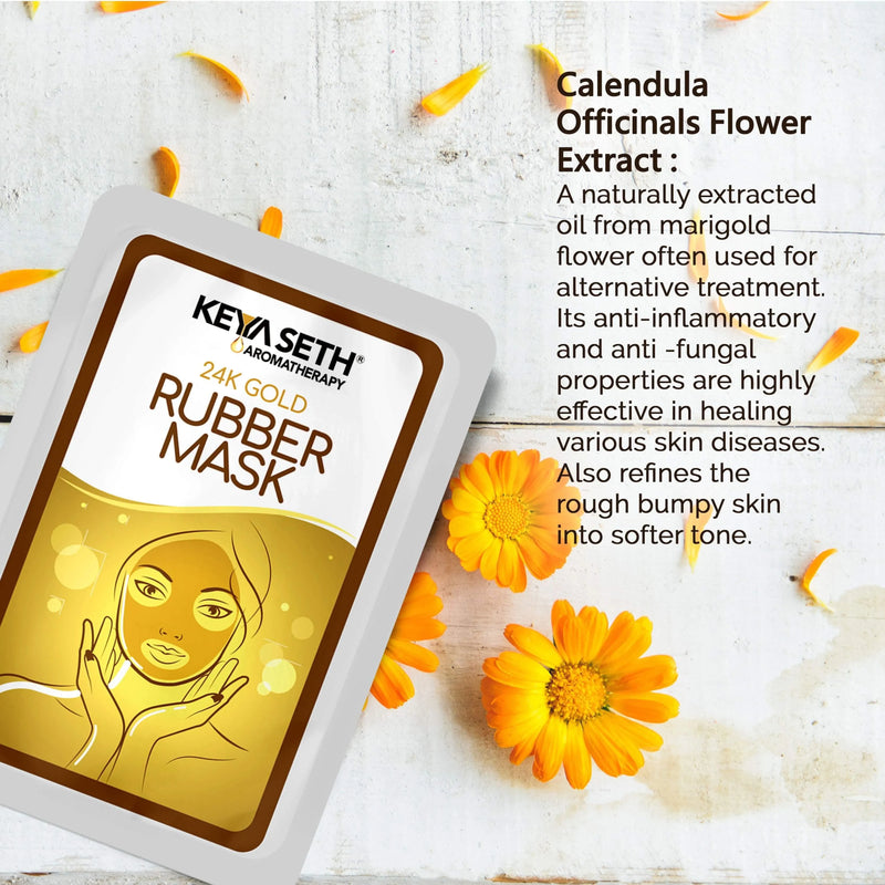 24K Gold Rubber Facial Mask for Brightening & Whitening Enriched with Aloe Vera & Chamomile Extract