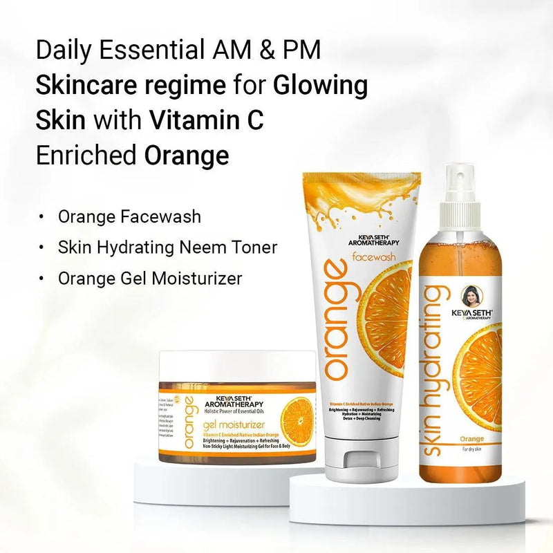 Orange Essential Skin Care Routine Kit for Glowing Skin for Men & Women I Facewash + Gel Moisturizer + Toner I Vitamin C Enriched, Skin Care, Skin Care, Keya Seth Aromatherapy