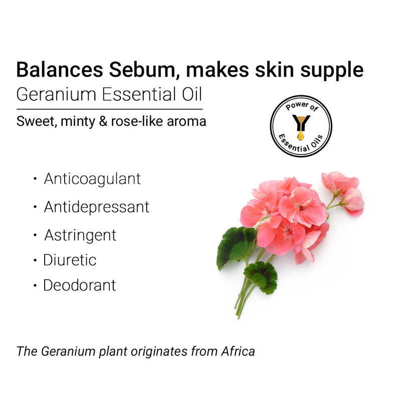 Geranium Essential Oil, Therapeutic, Pure & Natural, Balances Sebum, Increases Collagen & Blood Flow, Breast Toner & Regulates Hormone 10ml