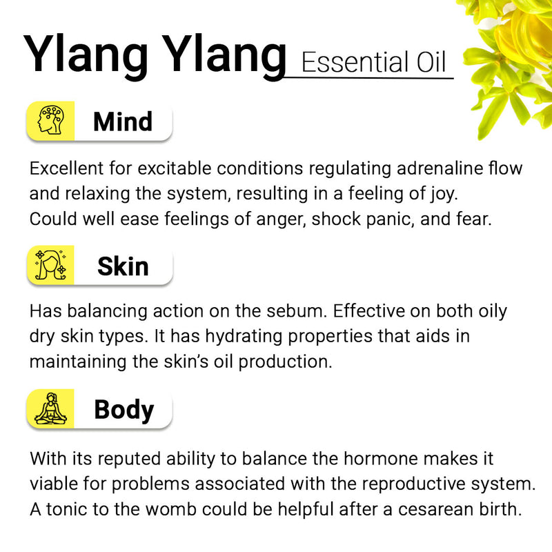 Ylang Ylang Essential Oil, Therapeutic Pure & Natural, Romantic, Relaxing, Antidepressant, Skin & Hair Tonic,10ml