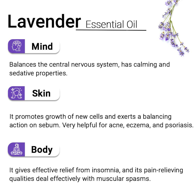 Lavender Essential Oil, Therapeutic, Pure & Natural, Stress Relief, Insomnia, Cold, Asthma, Skin & Hair Tonic 10ml