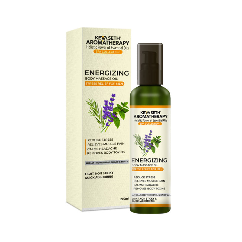 Energizing Body Massage Oil for Men, Reduce Stress, Relieves Muscle Pain, Calms Headaches & Removes Body Toxins