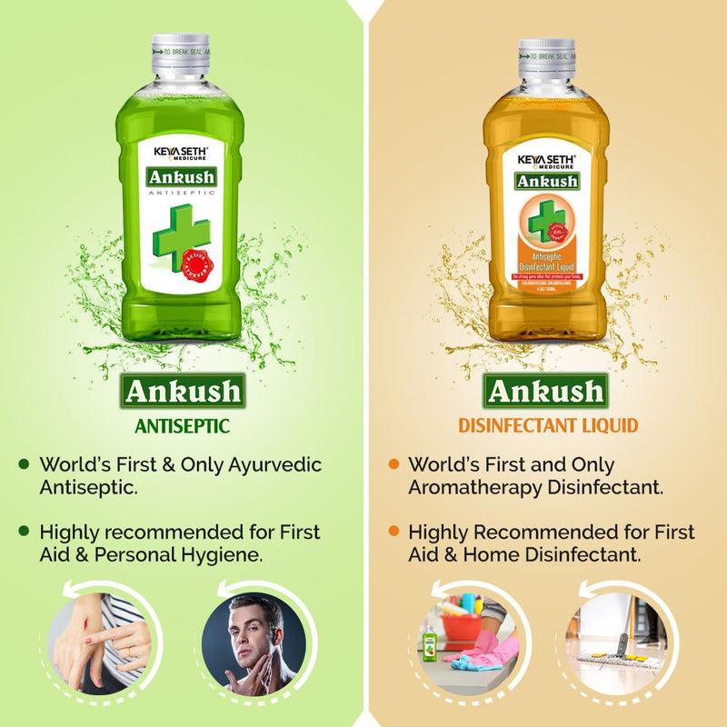 Ankush Ayurvedic Antiseptic Liquid, No Burning Sensation for First Aid & Personal Hygiene, Enriched with Neem, Tulsi, Lavender & Rose Essential Oil