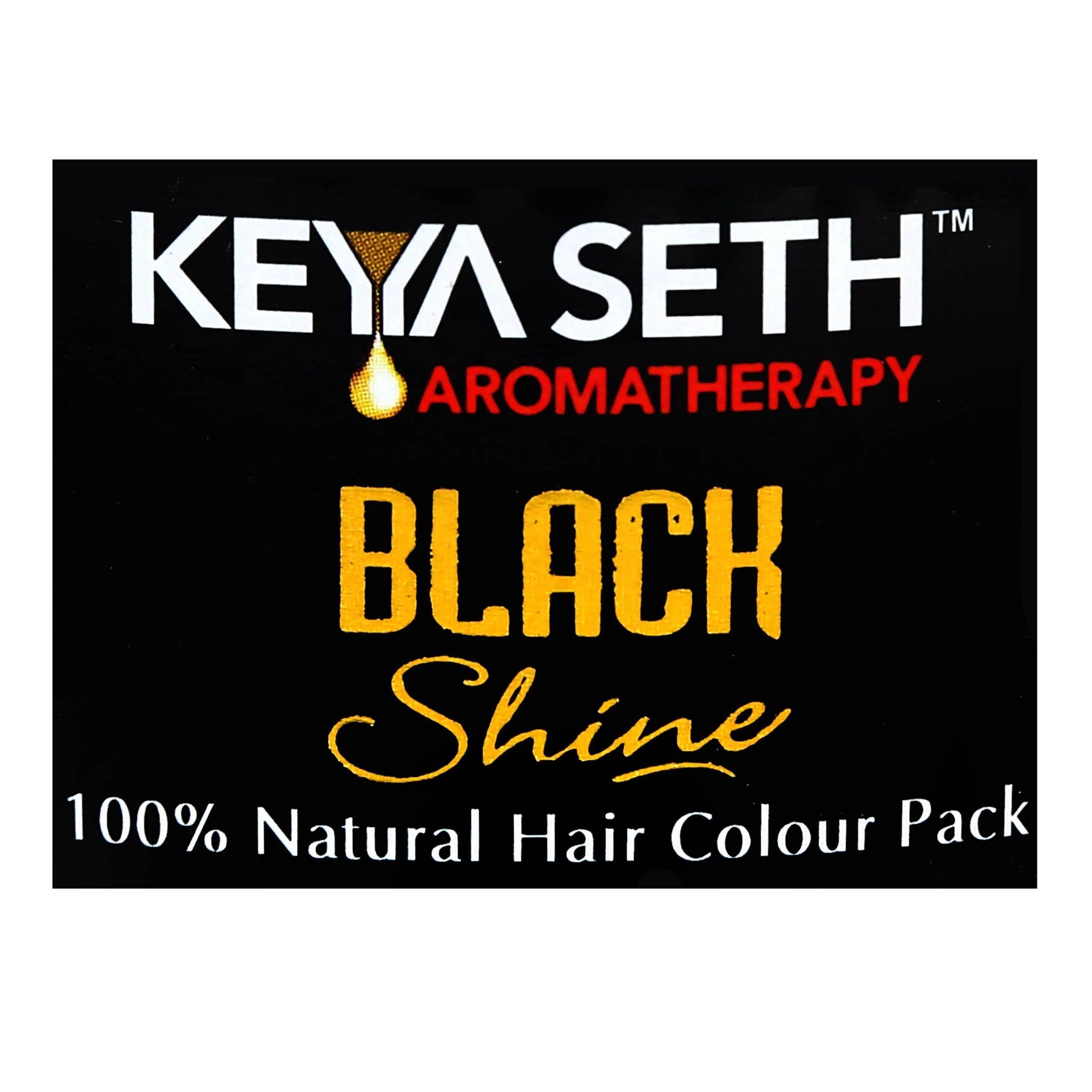 Black Shine Hair Pack Natural Hair Color for Gray & White Hair with Pure Essential Oil & Herbs Extract - No Ammonia, Hydrogen Peroxide - Keya Seth Aromatherapy