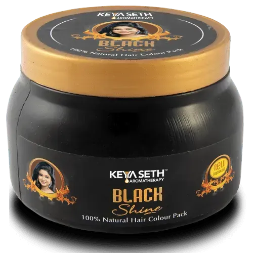 Black Shine Hair Pack Natural Hair Color for Gray & White Hair with Pure Essential Oil & Herbs Extract - No Ammonia, Hydrogen Peroxide - Keya Seth Aromatherapy
