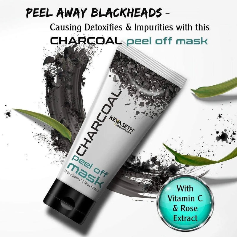 Charcoal Peel Off Mask-Blackhead & Dead Skin Removal, Tightens Pores, Deeply Cleanses for Men & Women with Vitamin C, Rose Extract & Activated Charcoal 