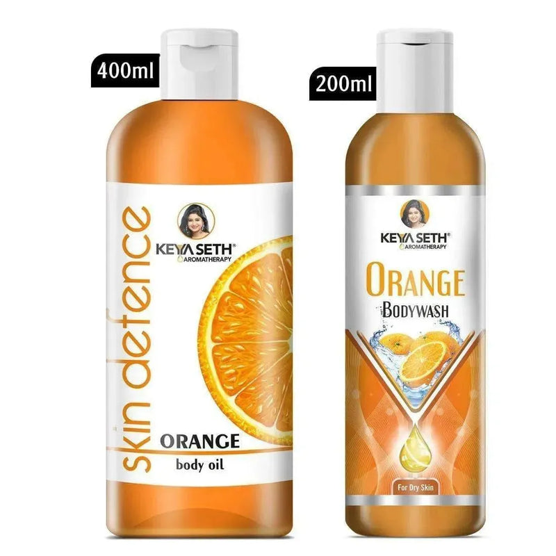 Complete Bath Care Combo with Orange Body wash 200ml + Skin Defence Orange Body Oil 400ml.