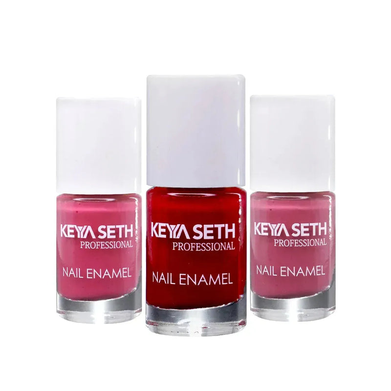 Crimson + Soothing Pink + Lady Like Long Wear Nail Enamel Enriched with Vitamin E & Argan Oil, Nail Polish, Nail Care, Keya Seth Aromatherapy