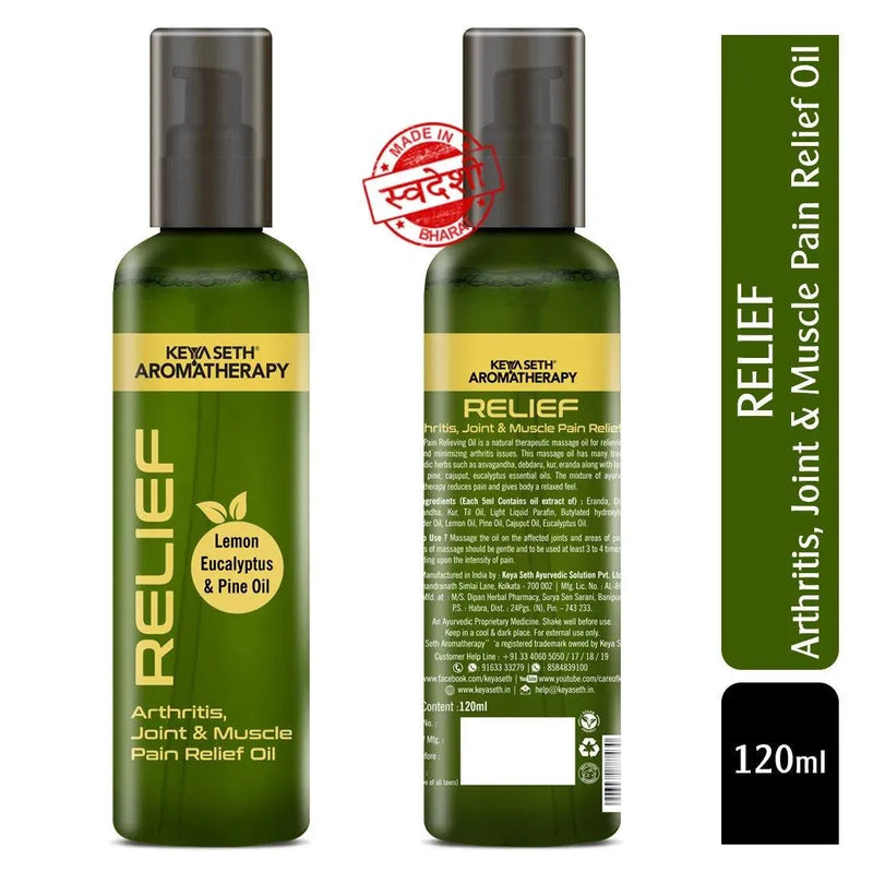 Relief Oil-Relieving Oil- Natural Therapeutic for Arthritis, Joint Pains & Muscles(for Knee, Legs, Body, Back)with Lemon Pine Eucalyptus Essential Oil